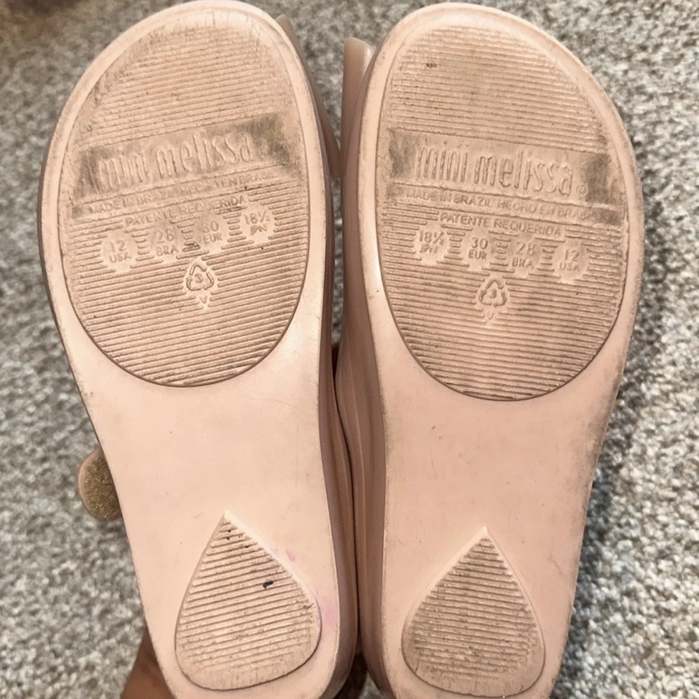 Mini Melissa Light Pink Kids Dress Shoes with Double Bow SZ 12